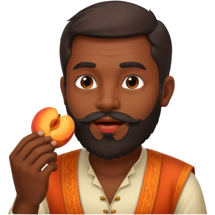 Indian man with a beard eating a juicy peach emoji