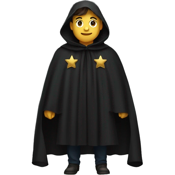 black cloak, many stars on cloak, clothing emoji