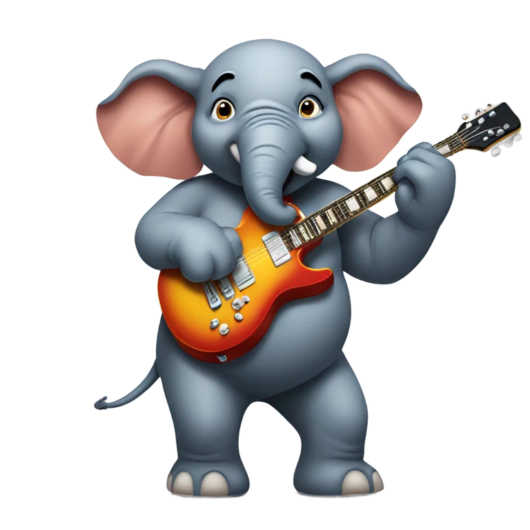 Mean Elephant playing electric guitar emoji