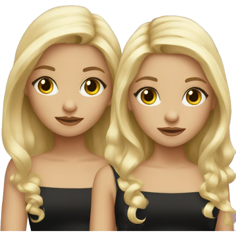 twin girls in black dresses with blond hair emoji