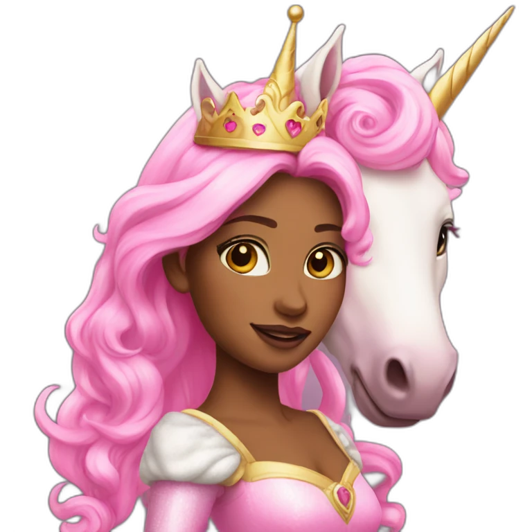 Princess in pink at an unicorn emoji