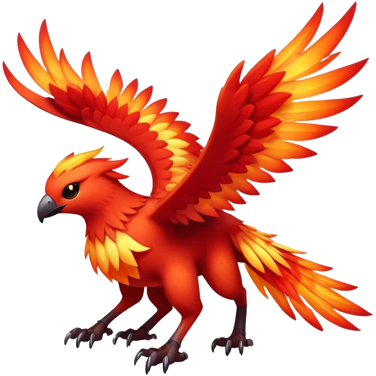 Elemental fire-flying-type magical colorful exotic animesque Pokémon-Fakémon-animal-creature emoji