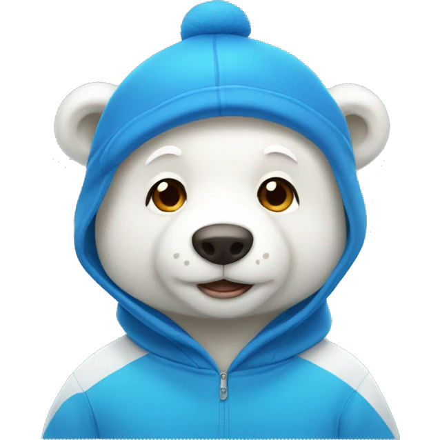 White bear in a blue cap and blue sweatshirt emoji