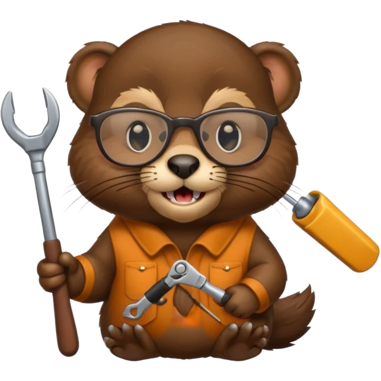 spectacled beaver with tools emoji