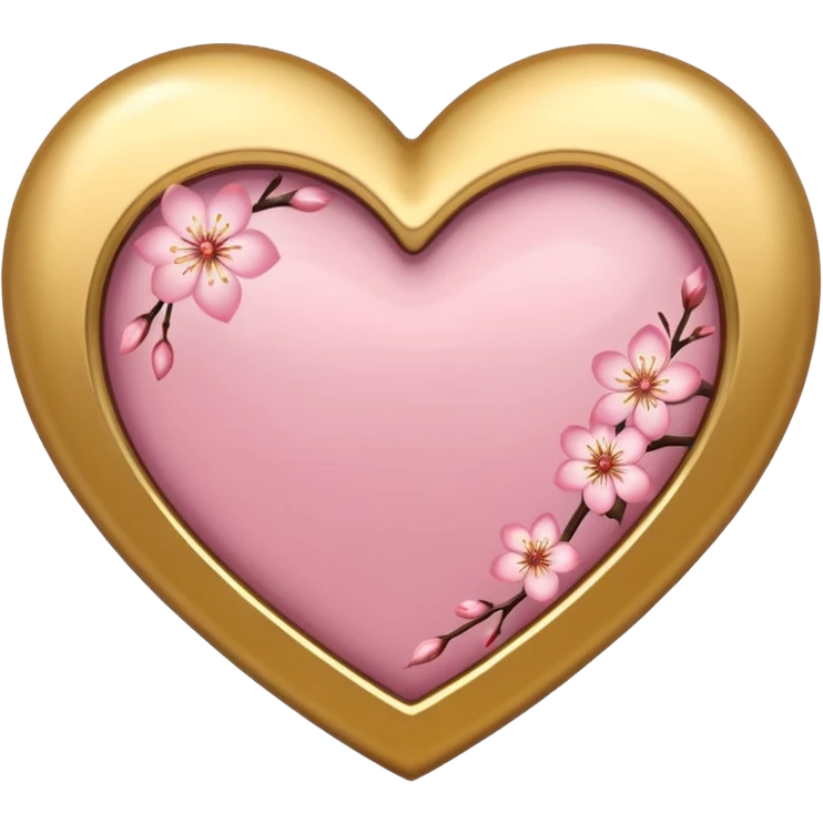 sakura heart with a gold metallic finish emoji