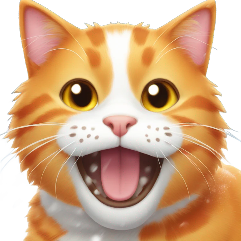 Happy Orange cat in the snow emoji