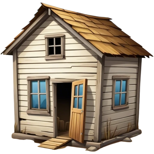 medieval low level old shack building. An old, windowless, dilapidated shack. emoji