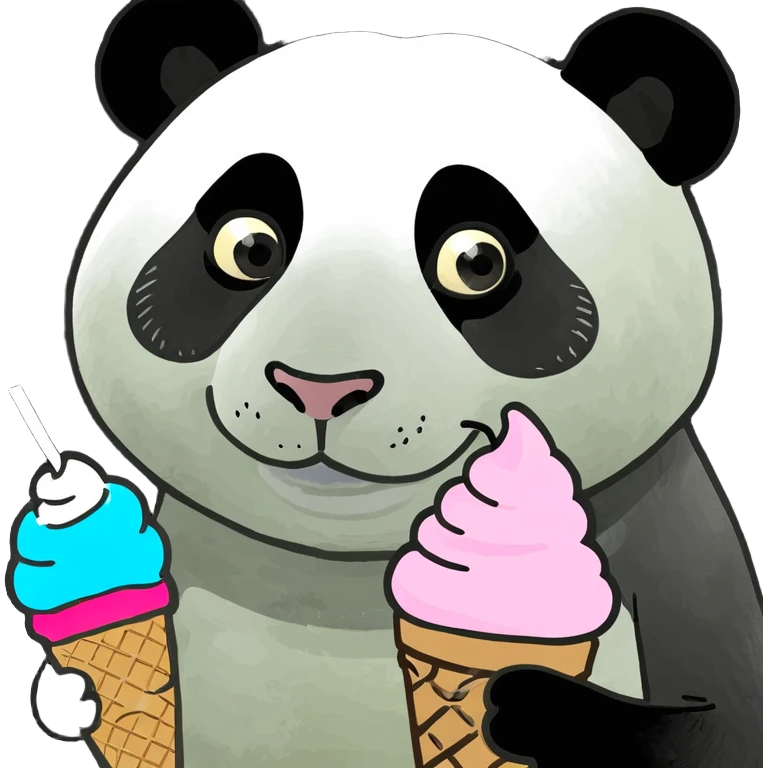 Panda eating ice cream emoji