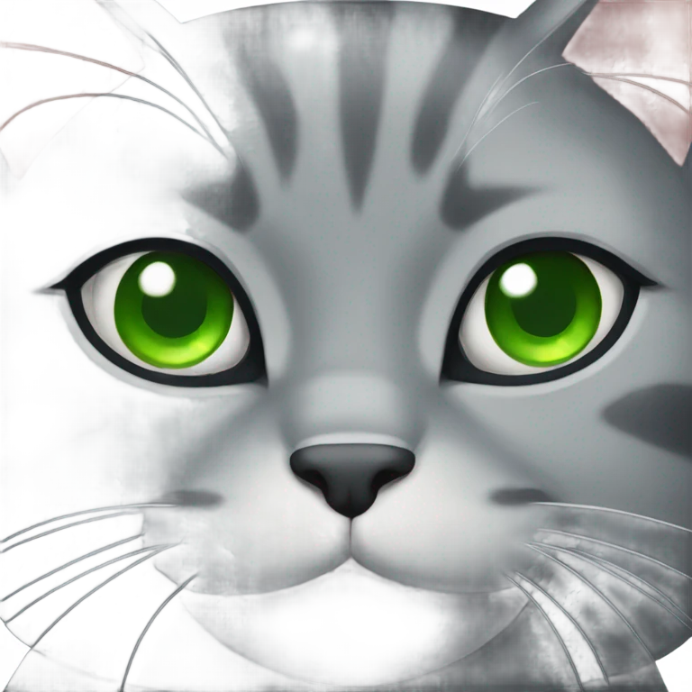 ugly grey cat with green eyes  emoji