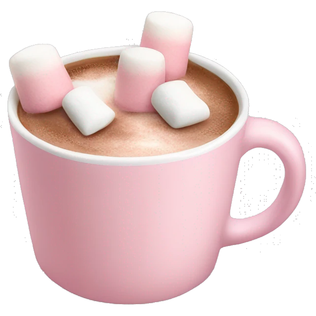 Light Pink mug of hot chocolate with marshmallows  emoji