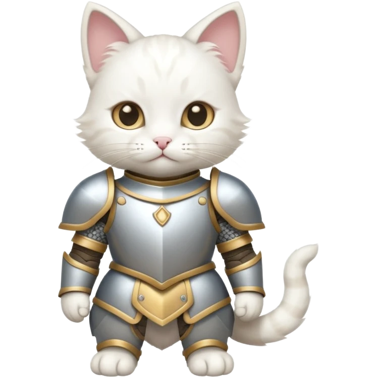 baby white cat in armor, full body emoji