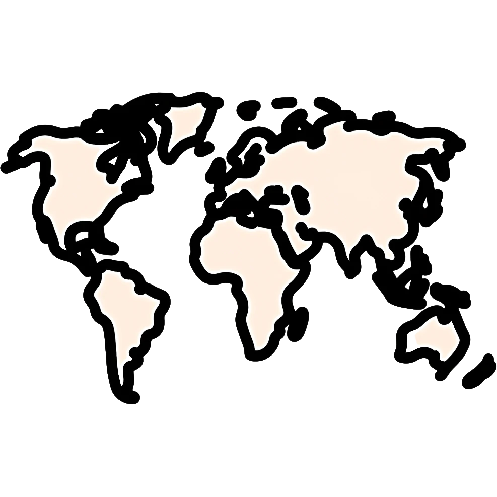 Detailed world globe showing continents emoji