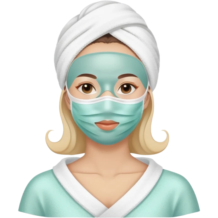 Lady with face mask spa beauty full face relaxing emoji