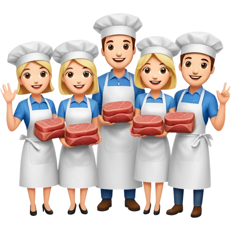 spam artists welcoming guests at a spam meat exhibition  emoji