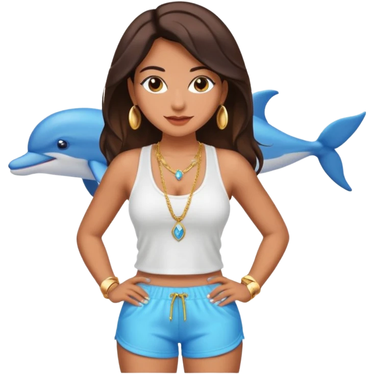 a big chested, big butt latina in a tank top and dolphin shorts emoji