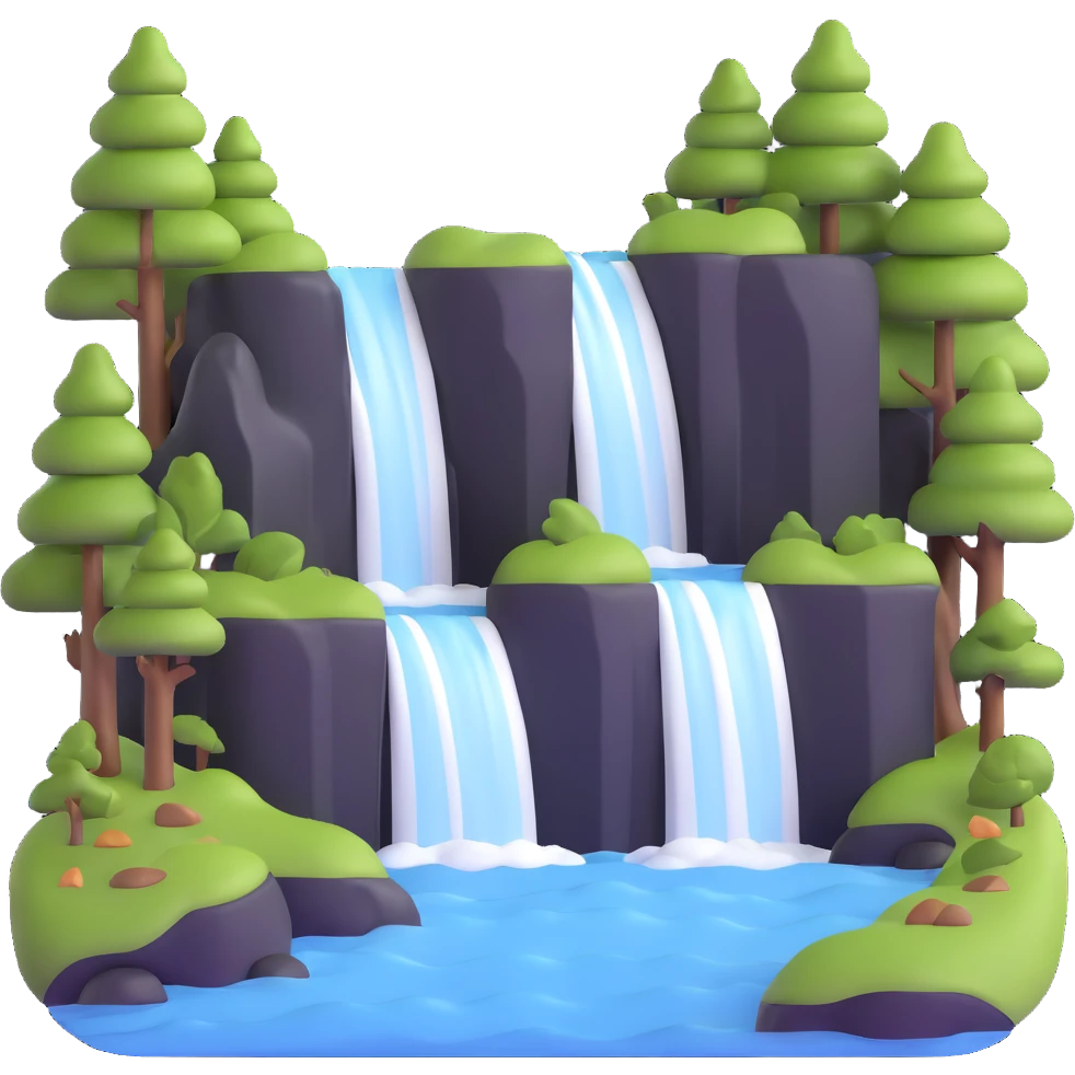 beautiful waterfall in nature emoji