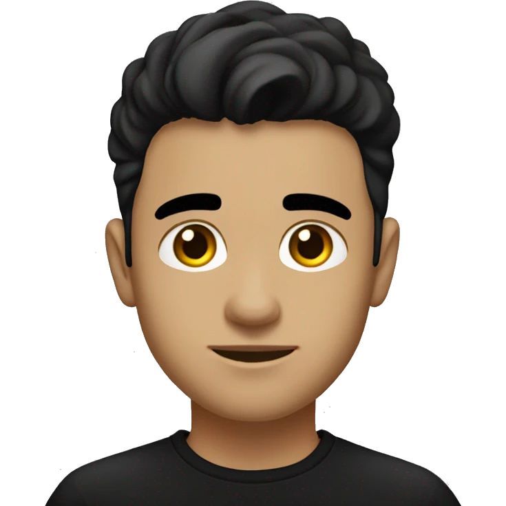 casual portrait of a light brown male in black shirt with gold chain and short black hair with a fade and dark brown eyes emoji