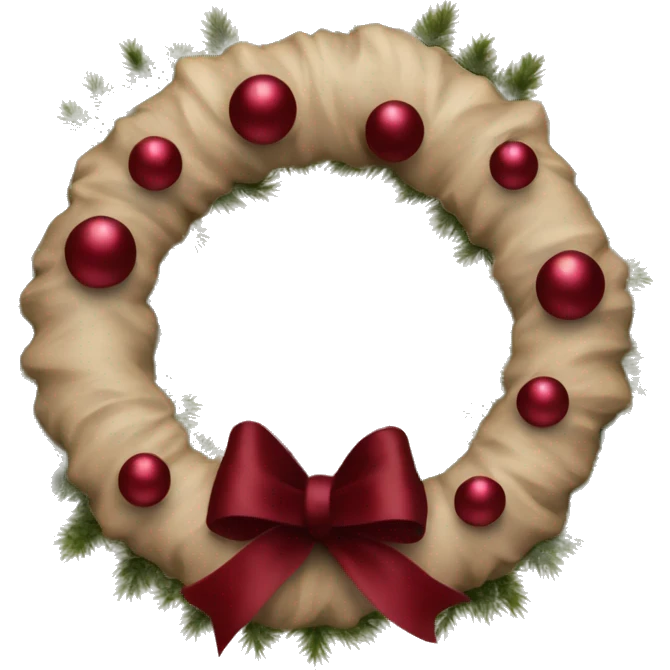 Realistic beige and burgundy red  christmasy wreath emoji