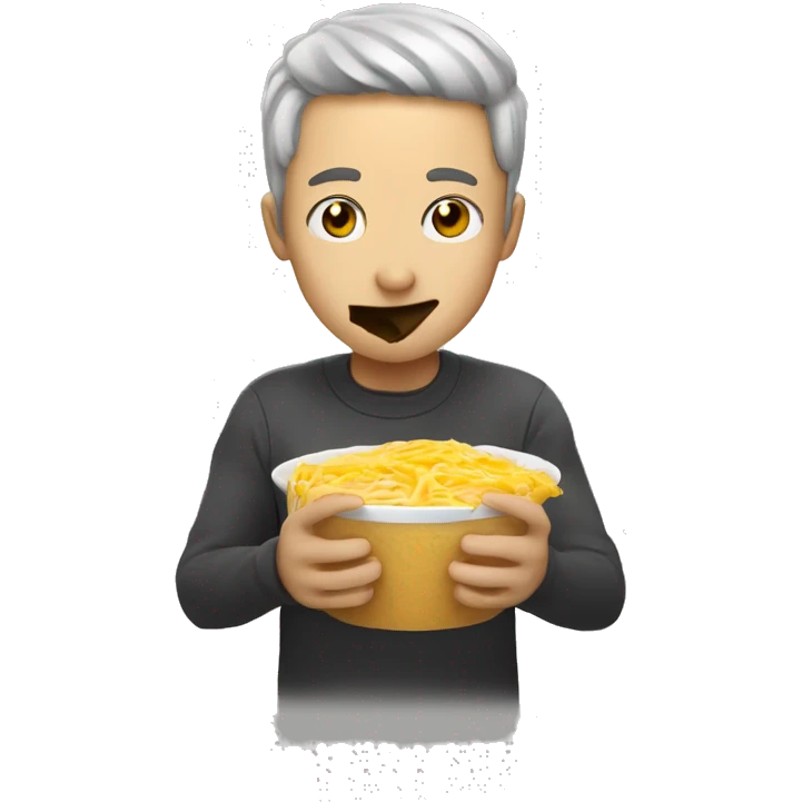 Person comiendo fideos con queso emoji