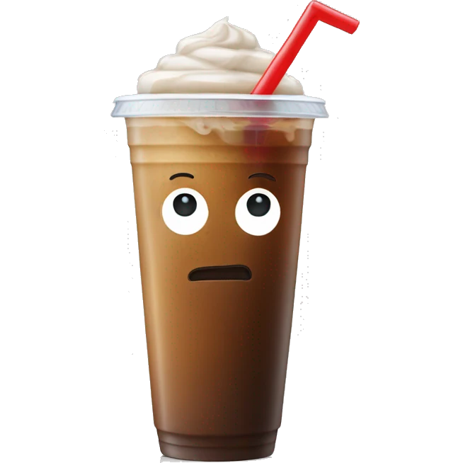 Iced coffee in a plastic cup with a straw  emoji