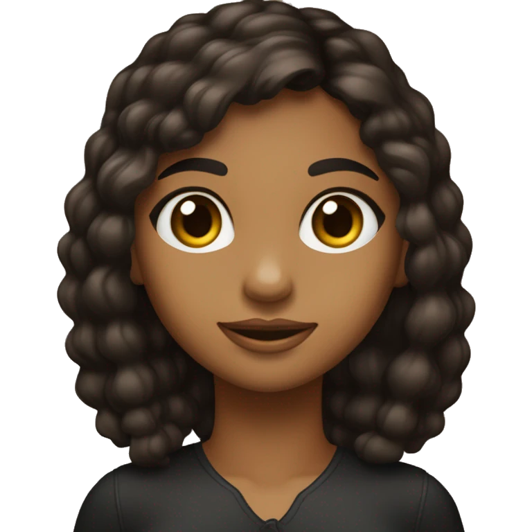 menina morena olhos pretos cabelo liso e preto pele marrom claro emoji