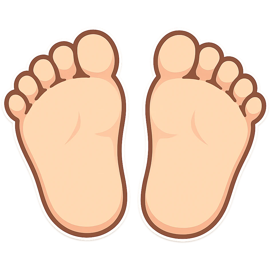 two feet soles, cartoon emoji style, inspired by reference image emoji