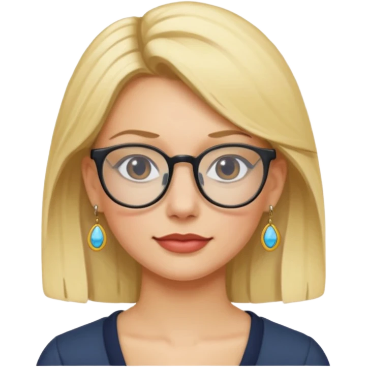 blonde earring wearing glasses woman head emoji