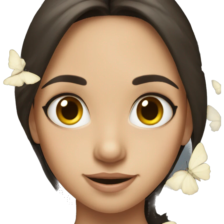 Brunette Girl with white Butterflys emoji