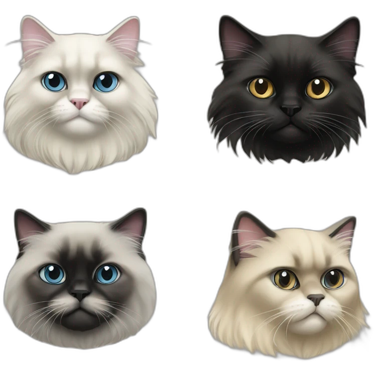 1 himalayan cat with one grey and black cat emoji