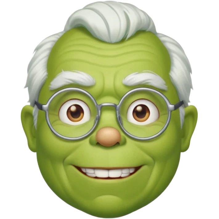 Grinch grand father with white ghair and with glasses emoji