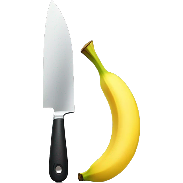 a banana being cut by a knife emoji
