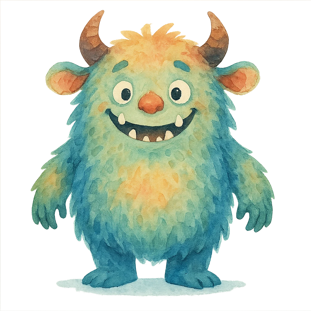 watercolor style monster emoji
