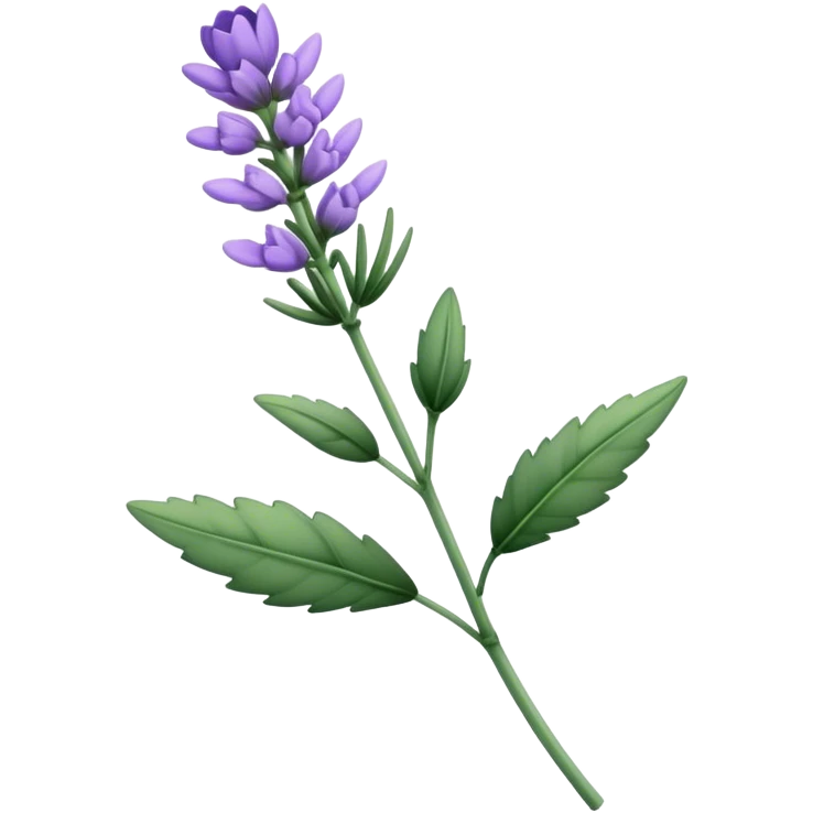 single Lavender flower, stem, leaf emoji