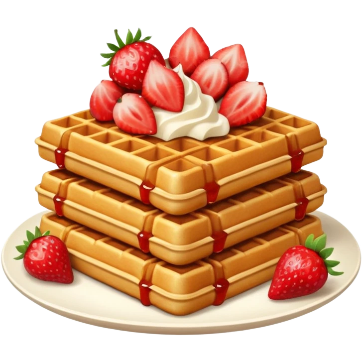 a stack of waffles with strawberry  emoji