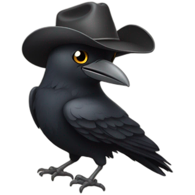 crow wearing cowboy hat emoji