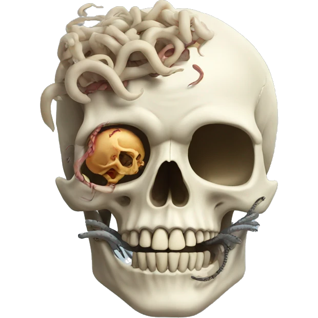 Skull with worms on top emoji