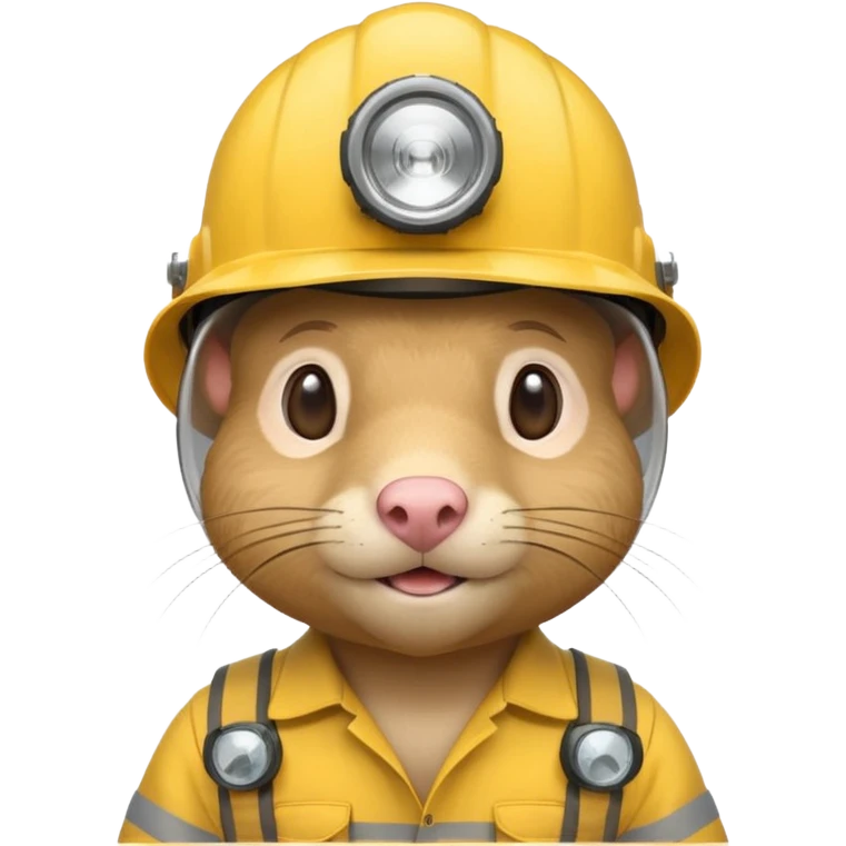 a mole rat, yellow helmet, headlamp, worker cloth emoji