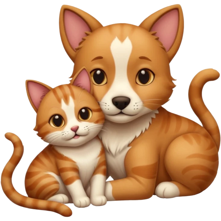 Cat and dog cuddling sexy emoji