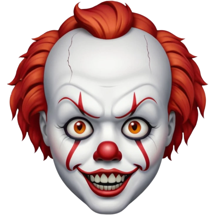 create a scary pennywise clown with cracks in his face emoji