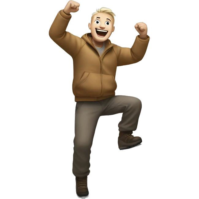 white-skinned man rejoices on the top of the mountain emoji