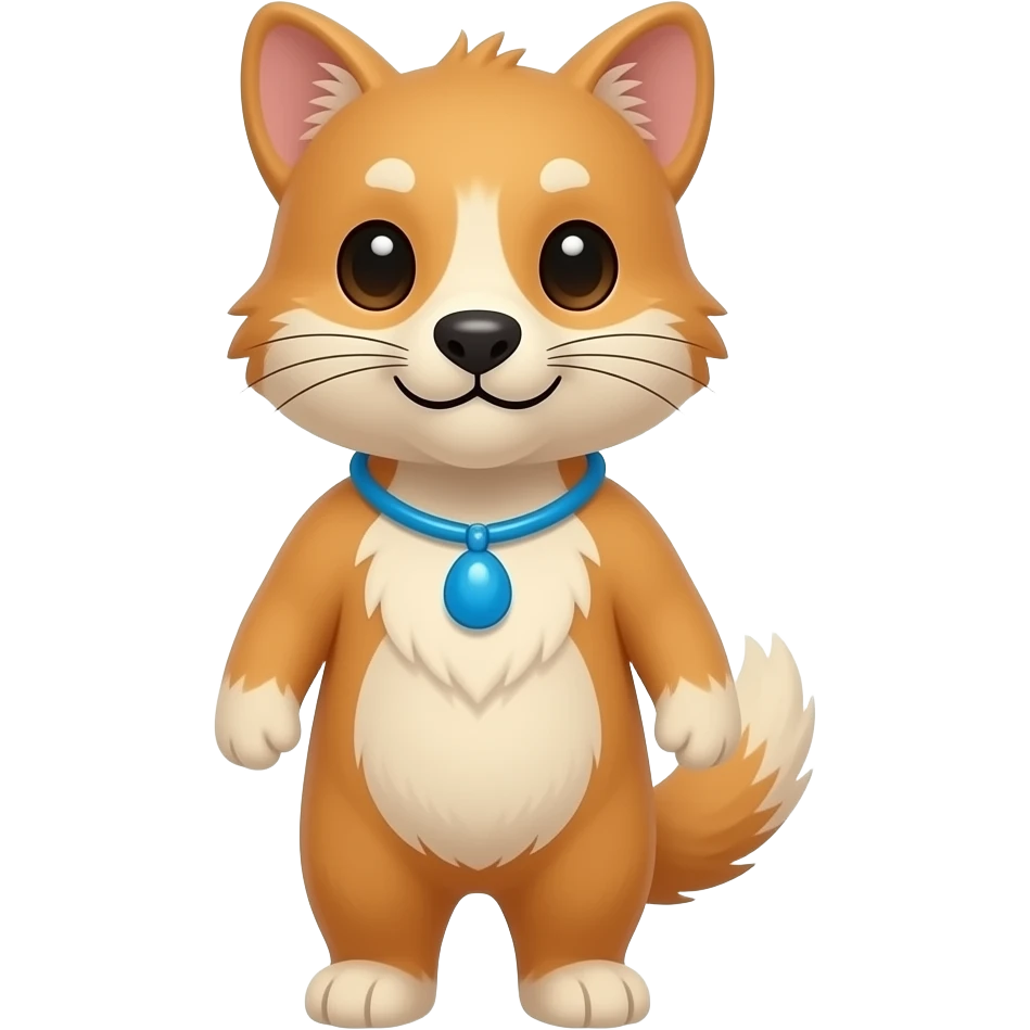 animals wear necklace with blue color front view emoji