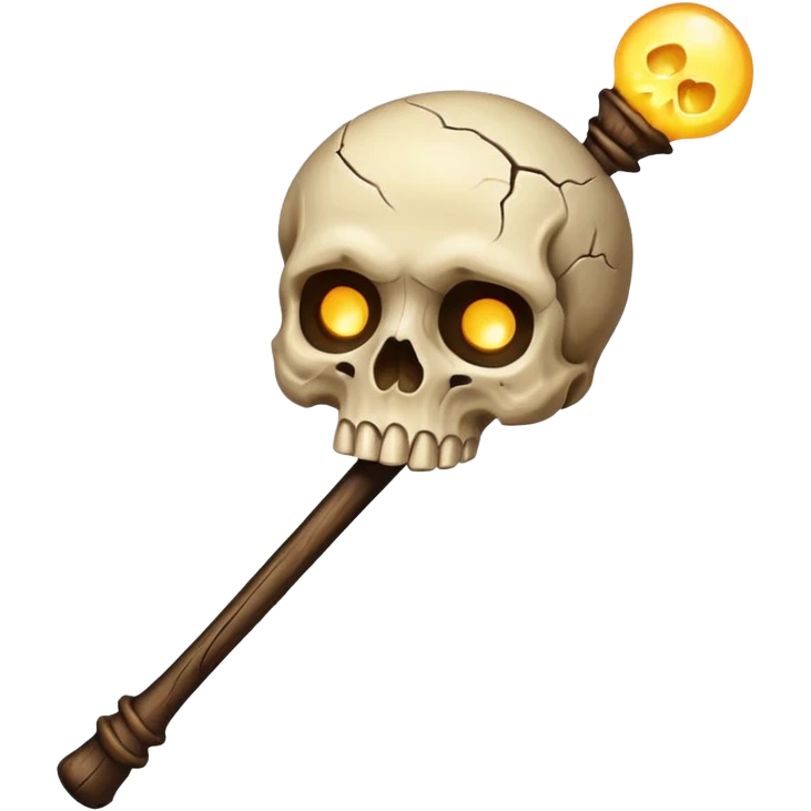 Skull Staff – Wooden staff with glowing skull top
 emoji