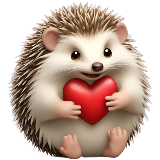 the hedgehog holds the heart emoji