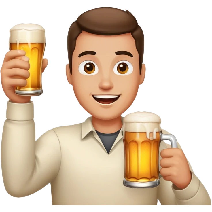 bold man with beer cheering emoji