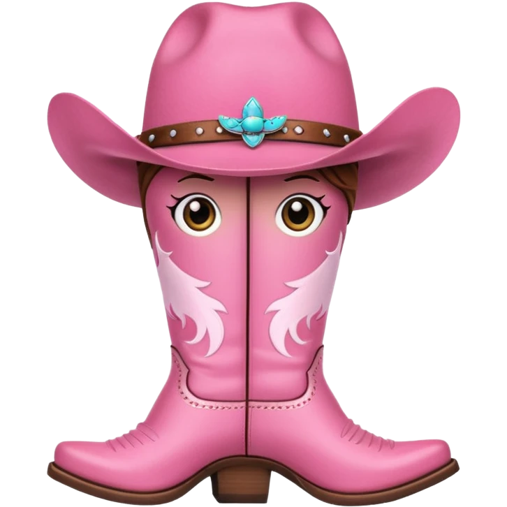 pink cowgirl hat and pink cowgirl boots emoji
