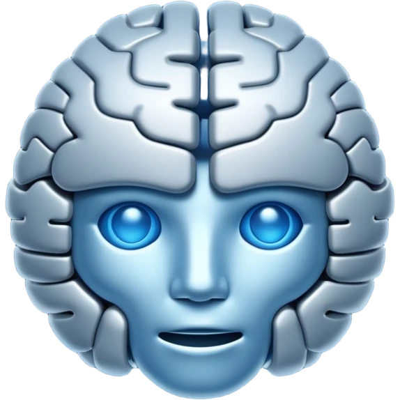 stylized AI brain emoji, circuit patterns, soft glow, representing artificial intelligence in a friendly way emoji