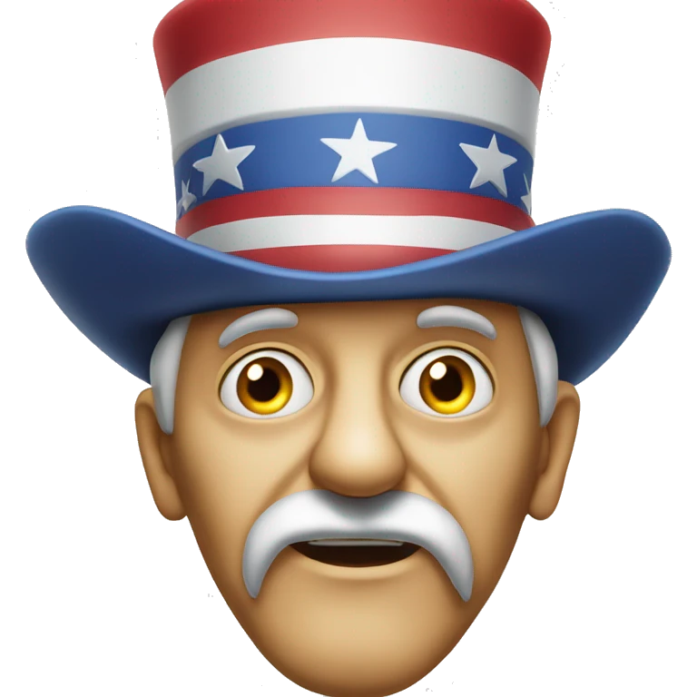 Uncle Sam with pitiful eyes up to his waist photorealistic serious emoji
