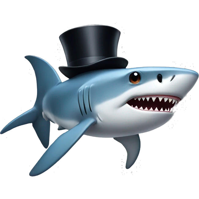 Shark with a top hat emoji