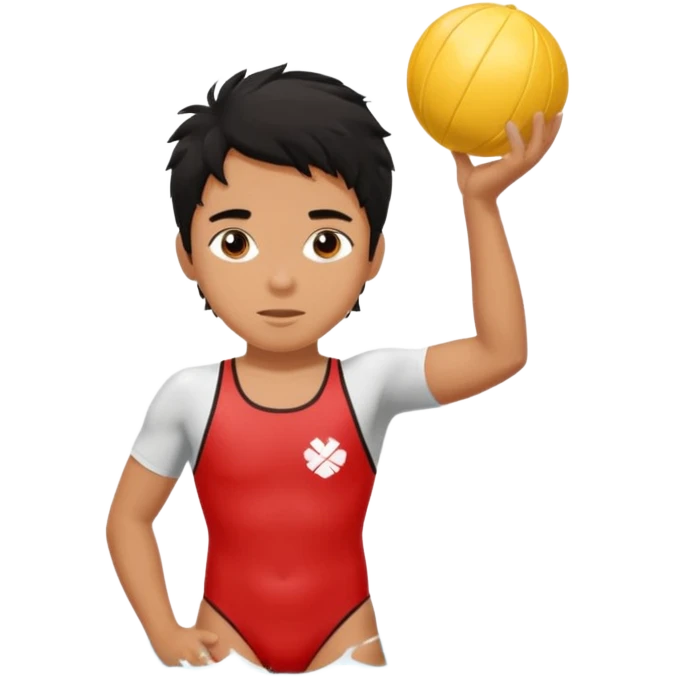 Lifeguard Teenager with Black messy hair saving lives emoji