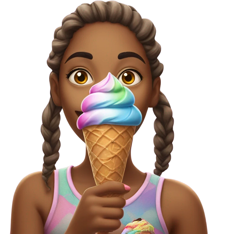 realistic portrait of girl ice cream  emoji